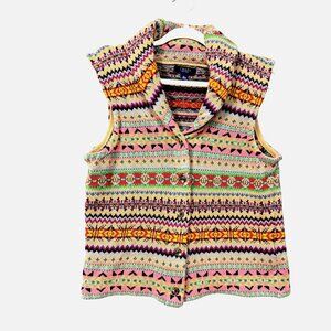 Chaps Womens Fairisle Sweater Knit Vest Size Large